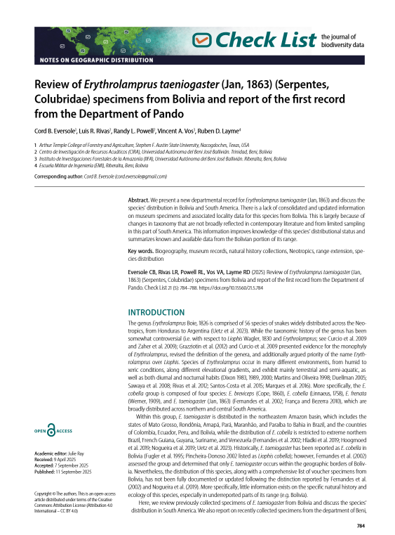 Review of Erythrolamprus taeniogaster 