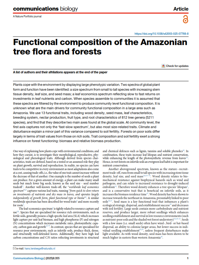 Functional composition of the Amazonian tree flora and forests